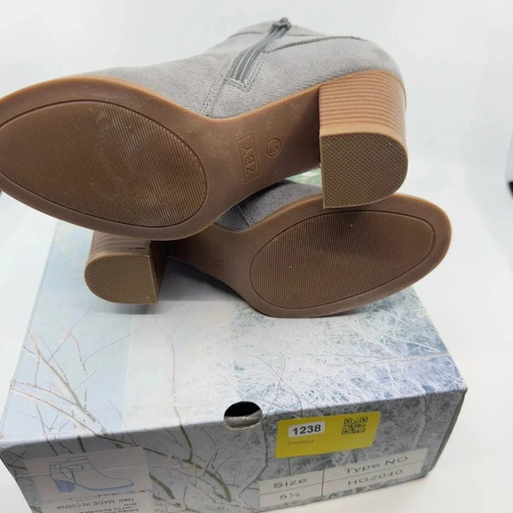 PiePieBuy Tie Knot Chelsea Pump Ankle Boots Closed Toe Faux Suede Gray Size 5.5 - Picture 6 of 8